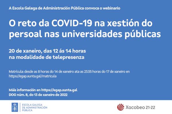 Webinario O reto da COVID-19 na xestión do persoal nas universidades públicas